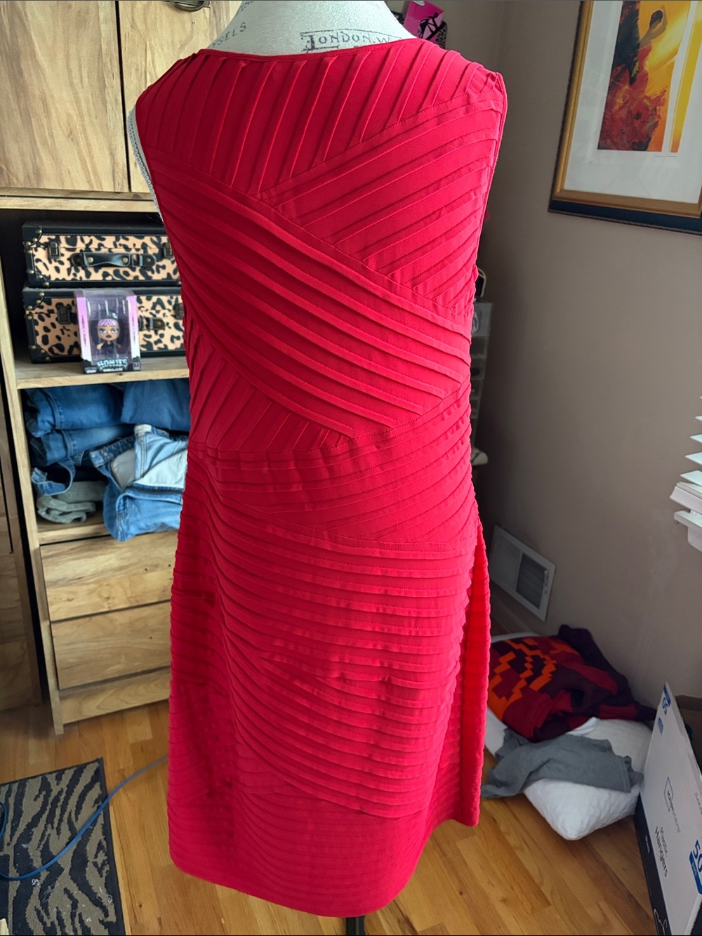 Calvin Klein Red Textured Sleeveless Sheath Dress - 16W - Picture 3 of 5